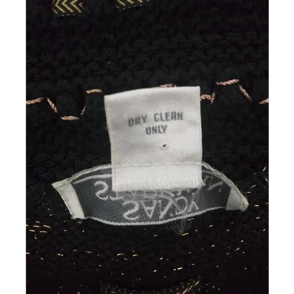 Sandy Starkman Black & Gold Floral Pattern Grandma Cardigan Sz Small - Picture 6 of 7